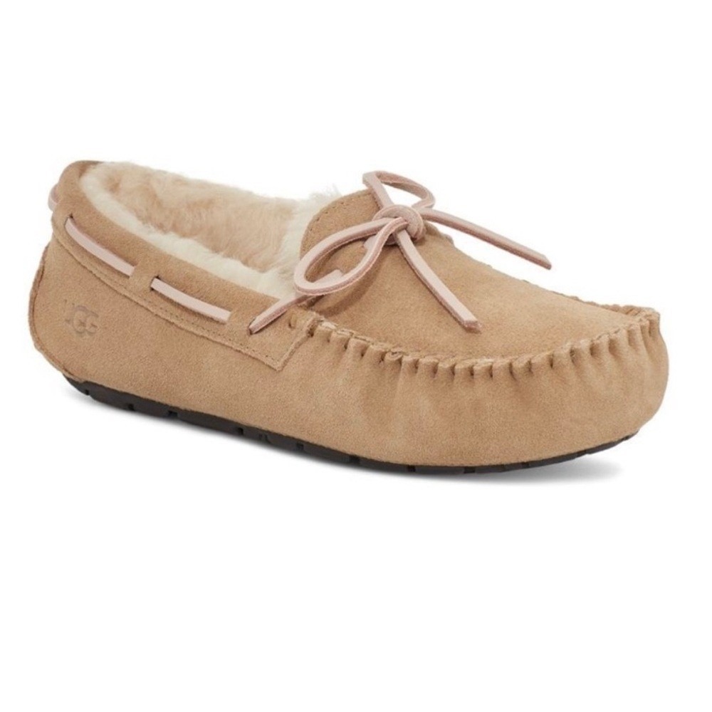 UGG Slippers Womens 6 Dakota Chestnut Pink Suede Moccasin EUC